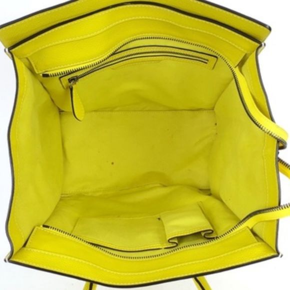 Celine Yellow Grainy Leather Double Handle Mini Luggage Full Zip Tote Bag - Picture 6 of 8